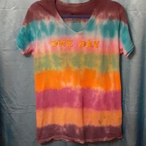 Spoken in TyeDye Women's size S v-neck tshirt